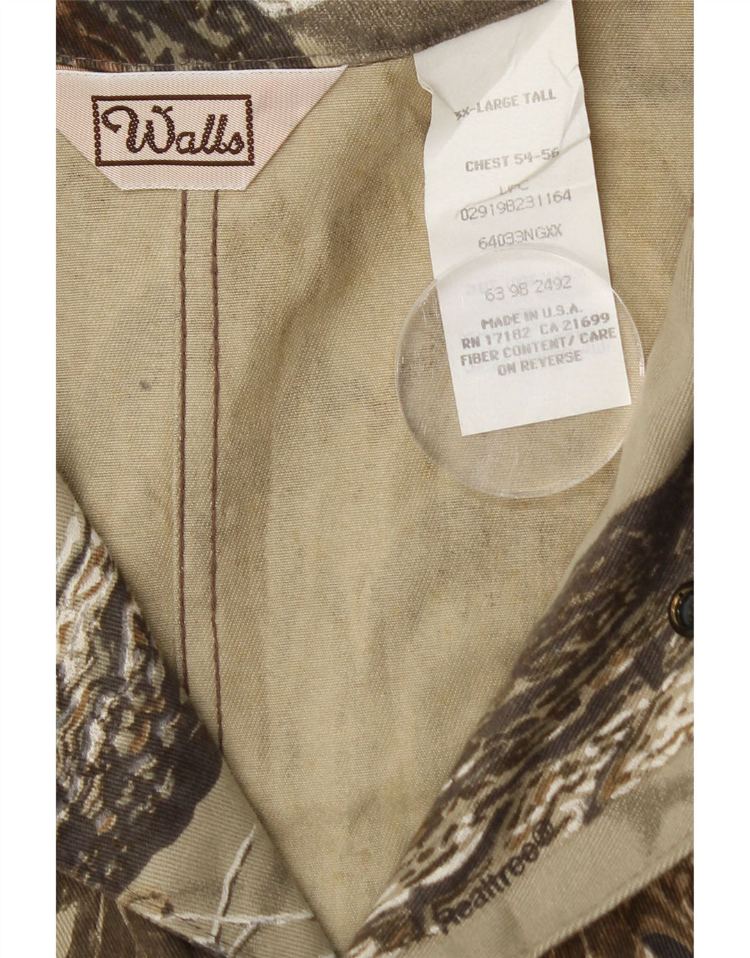 Walls Mens Tall Jumpsuit 3XL Khaki Camouflage Cotton