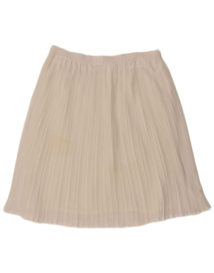 Vintage Womens Pleated Skirt W36 XL Off White Polyester