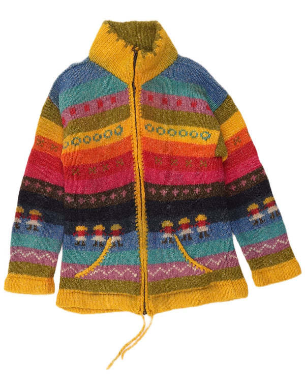 Vintage Womens Cardigan Sweater UK 14 Large Multicoloured Striped