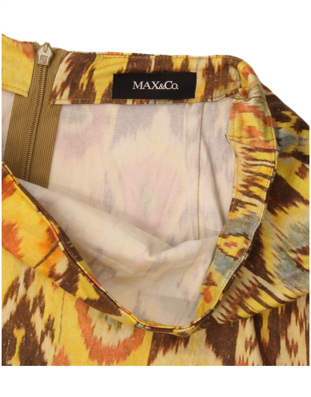 Max & Co. Womens A-Line Skirt W26 Small Yellow Ikat