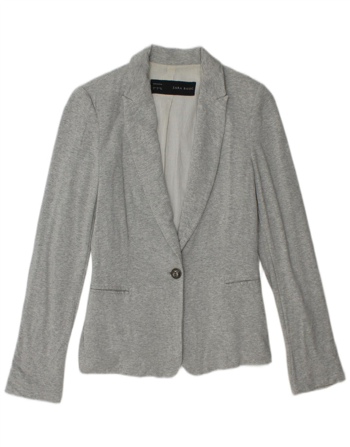ZARA Womens 1 Button Blazer Jacket UK 12 Medium Grey Viscose
