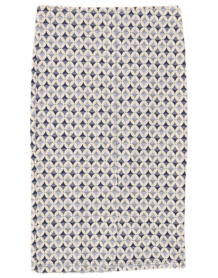 Zara Womens Trafaluc Straight Skirt Medium W28 Blue Geometric Polyester
