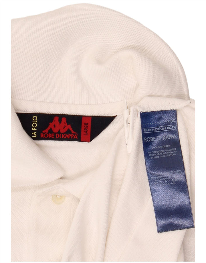 Kappa Mens Polo Shirt Large White Cotton