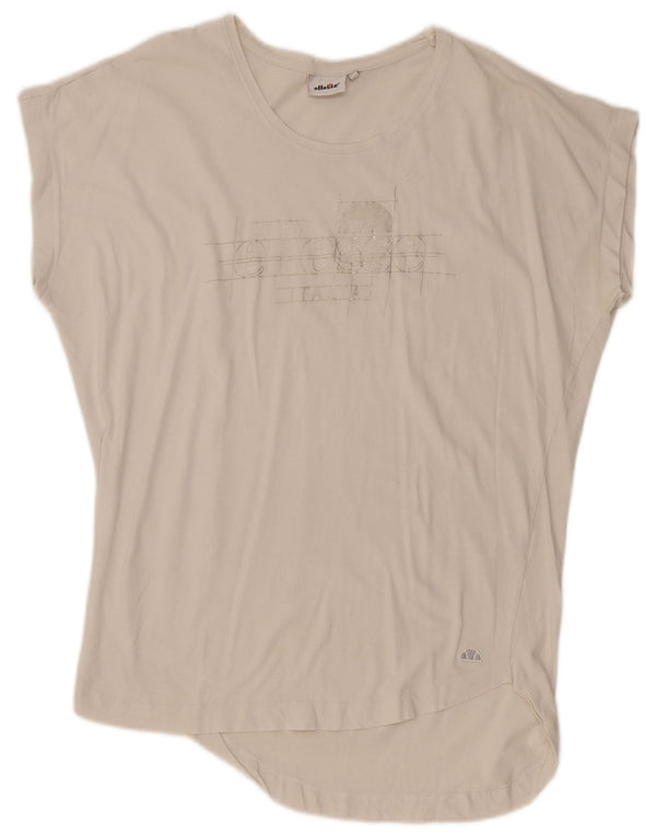 Ellesse Womens Graphic T-Shirt Top UK 18 XL Off White