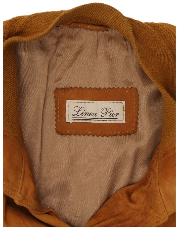 VINTAGE Mens Suede Bomber Jacket UK 38 Medium Beige Leather