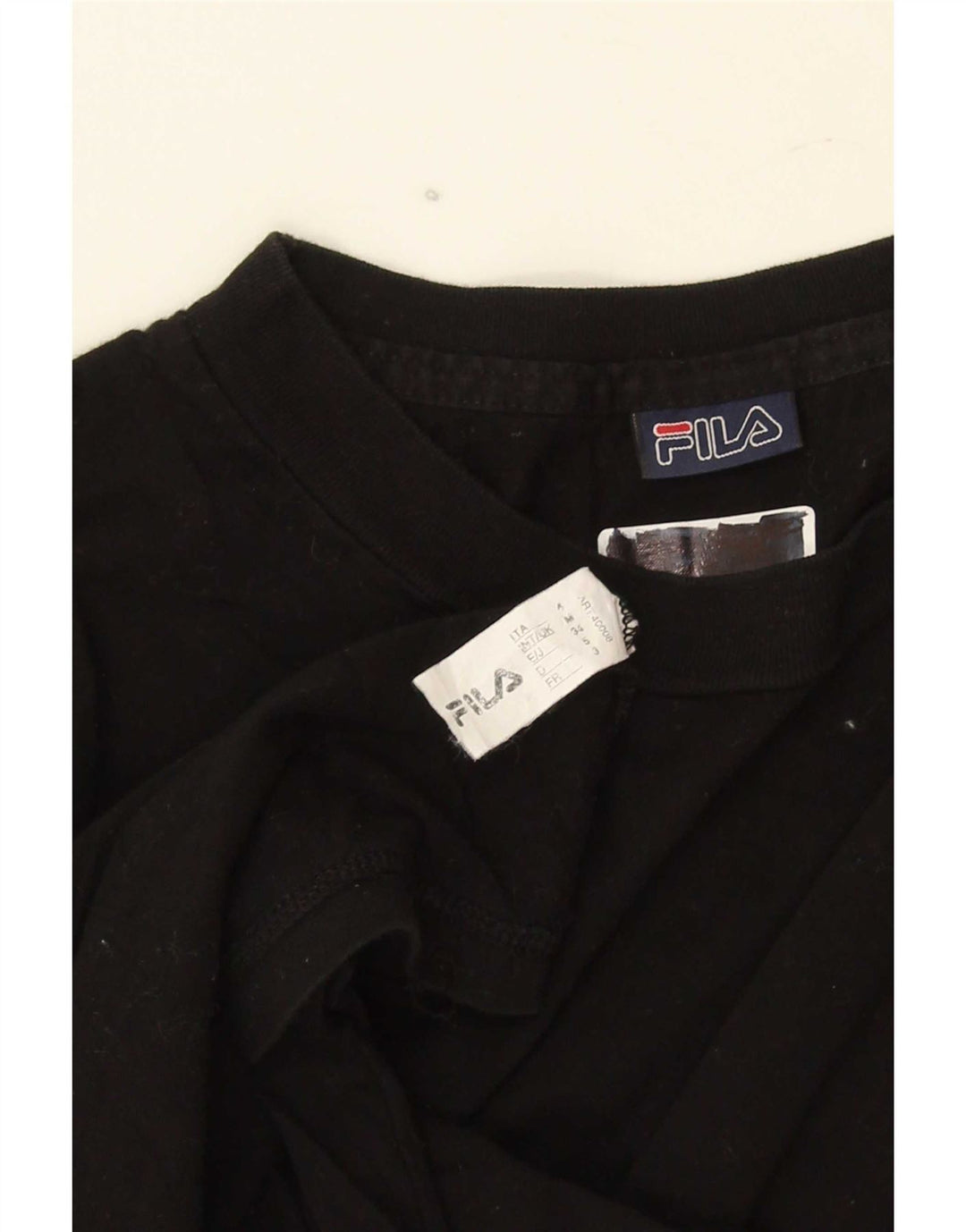 Fila Mens T-Shirt Top Medium Black Cotton