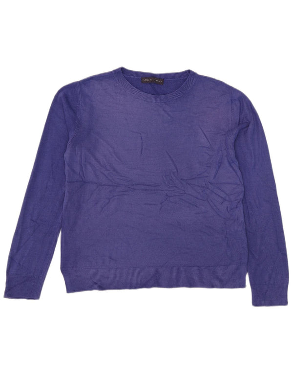 Marks & Spencer Womens Boat Neck Jumper Sweater UK 14 Large Purple Acrylic