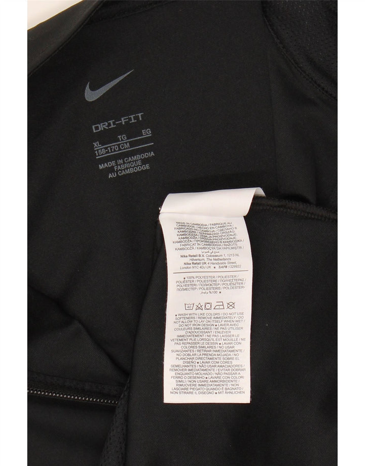 NIKE Boys Dri Fit Tracksuit Top Jacket 13-14 Years XL Black Polyester