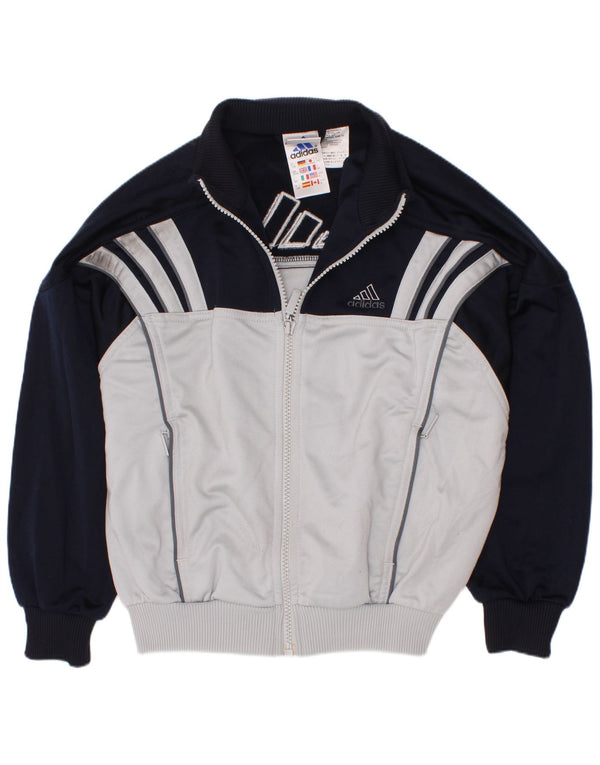 Adidas Boys Graphic Tracksuit Top Jacket 7-8 Years Navy Blue Colourblock