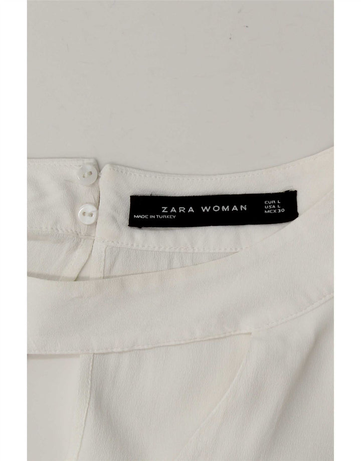 Zara Womens 3/4 Sleeve Blouse Top UK 16 Large White