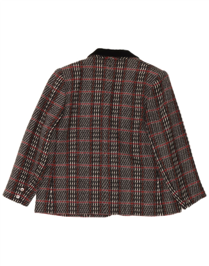 Vintage Womens 1 Button Blazer Jacket UK 14 Large Multicoloured Plaid