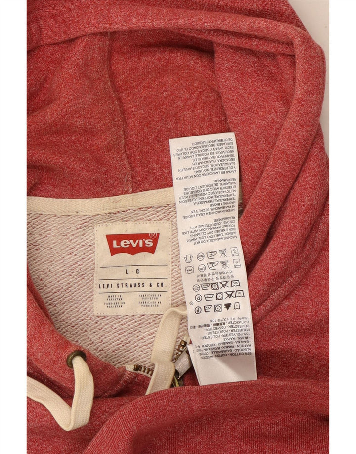 Levi's Mens Zip Hoodie Sweater Large Red Cotton