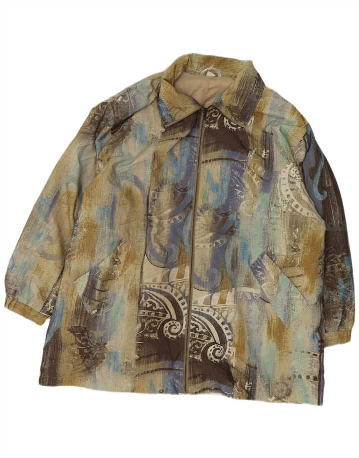 Vintage Womens Oversized Overcoat IT 50 XL Multicoloured Paisley Polyester