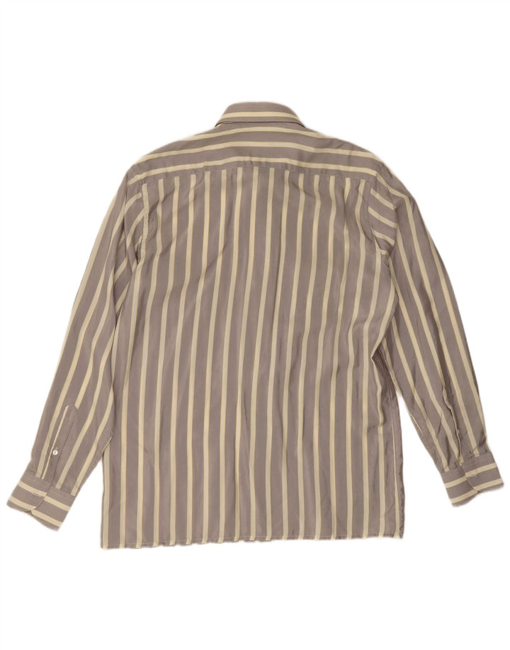 Ingram Mens Shirt Medium Grey Striped Silk