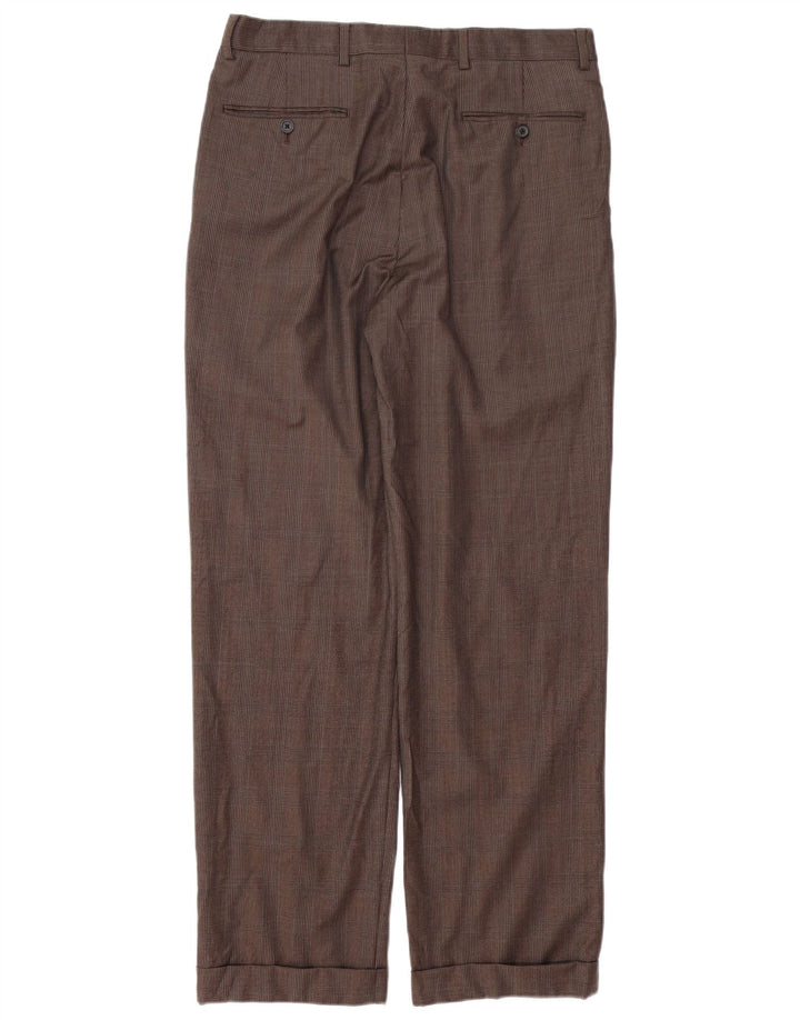 BROOKS BROTHERS Mens Madison Pegged Suit Trousers W33 L31 Brown Check Wool