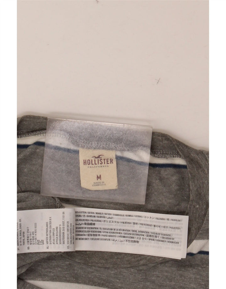 HOLLISTER Mens T-Shirt Top Medium Grey Striped Cotton