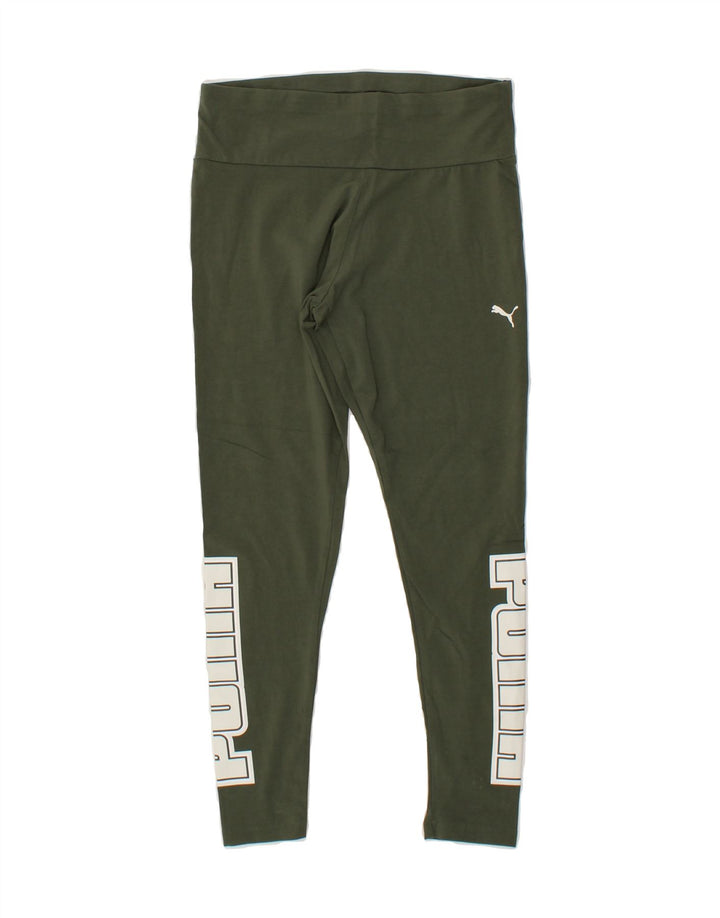 PUMA Womens Graphic Leggings UK 12 Medium  Khaki Cotton Vintage Puma and Second-Hand Puma from Messina Hembry 