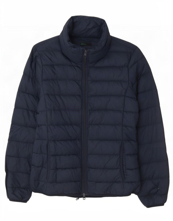 Benetton Womens Padded Jacket UK 10 Small Navy Blue