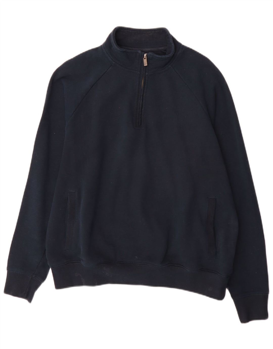 Marks & Spencer Mens 1/4 Zip Regular Fit Sweatshirt Jumper Medium Navy Blue