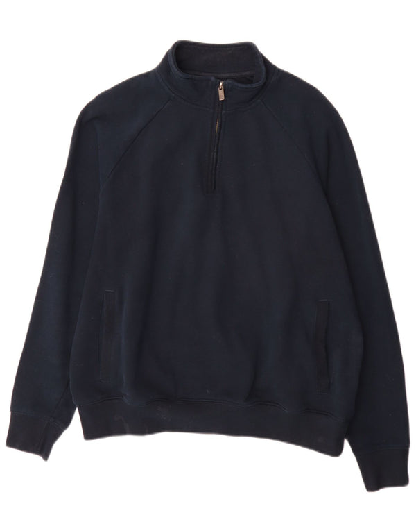Marks & Spencer Mens 1/4 Zip Regular Fit Sweatshirt Jumper Medium Navy Blue