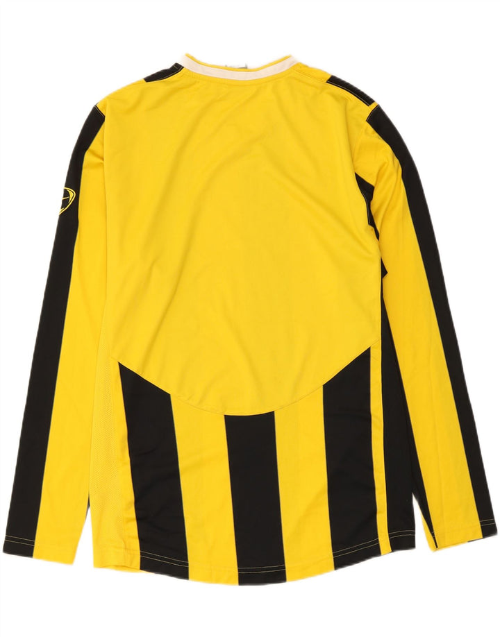 Nike Mens Top Long Sleeve UK 39/41 Medium Yellow Striped Polyester