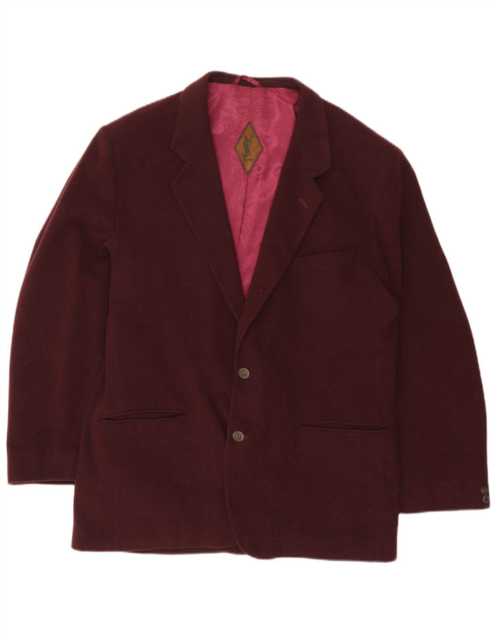 Yves Saint Laurent Mens 2 Button Blazer Jacket IT 54 2XL Burgundy Wool
