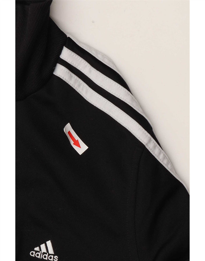 Adidas Womens Tracksuit Top Jacket UK 10 Small Black Polyester
