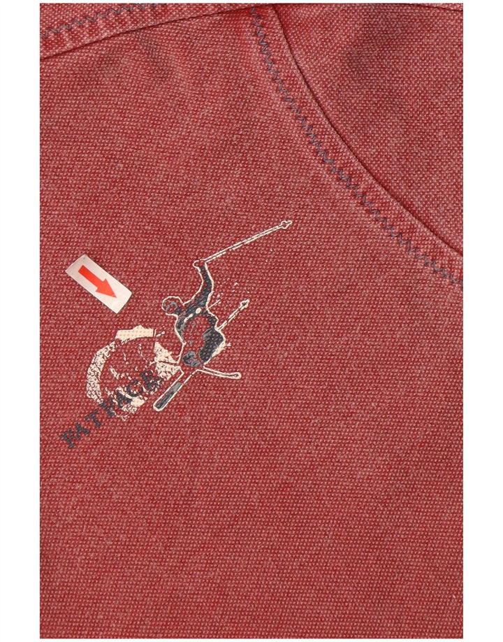 FAT FACE Mens Graphic Zip Neck Sweatshirt Jumper Medium Red Cotton