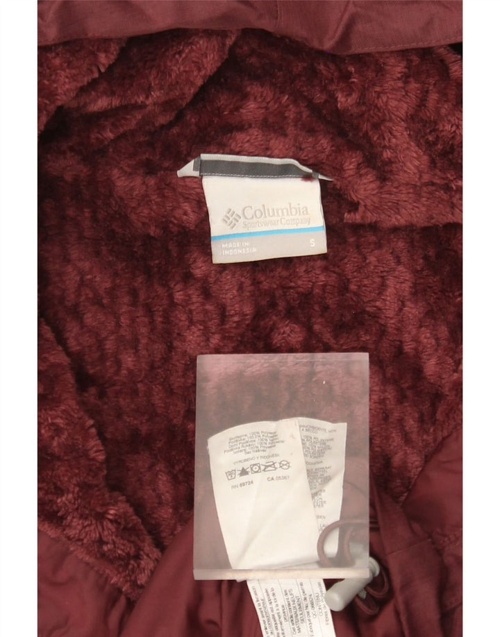 COLUMBIA Womens Hooded Oversized Windbreaker Jacket UK 10 Small Burgundy