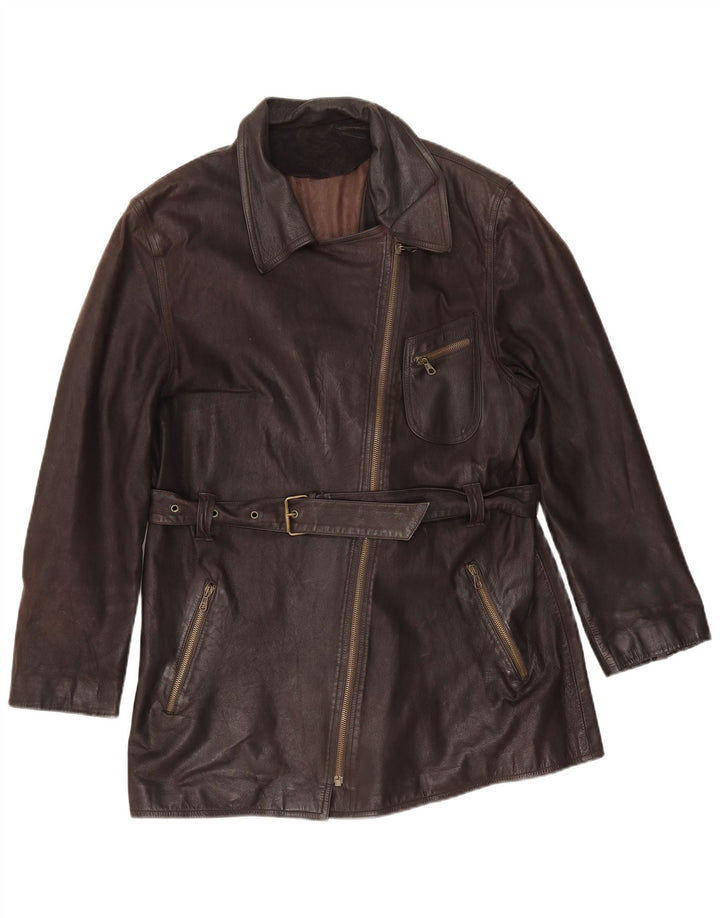 Alta Moda Firenze Womens Leather Jacket IT 46 Large Brown Leather