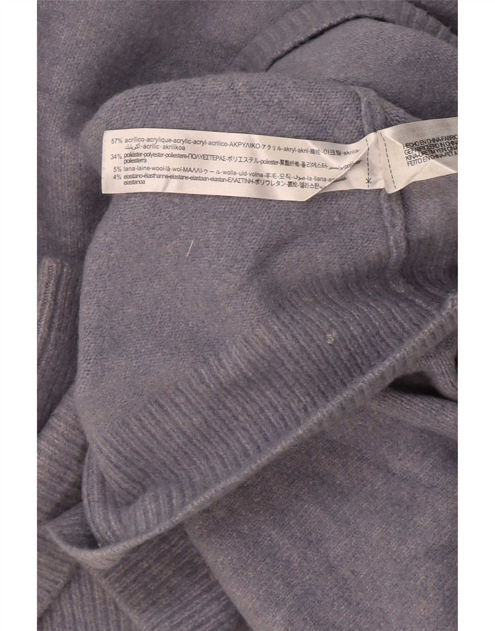 Zara Womens Crop Oversized Roll Neck Jumper Sweater UK 14 Medium Blue