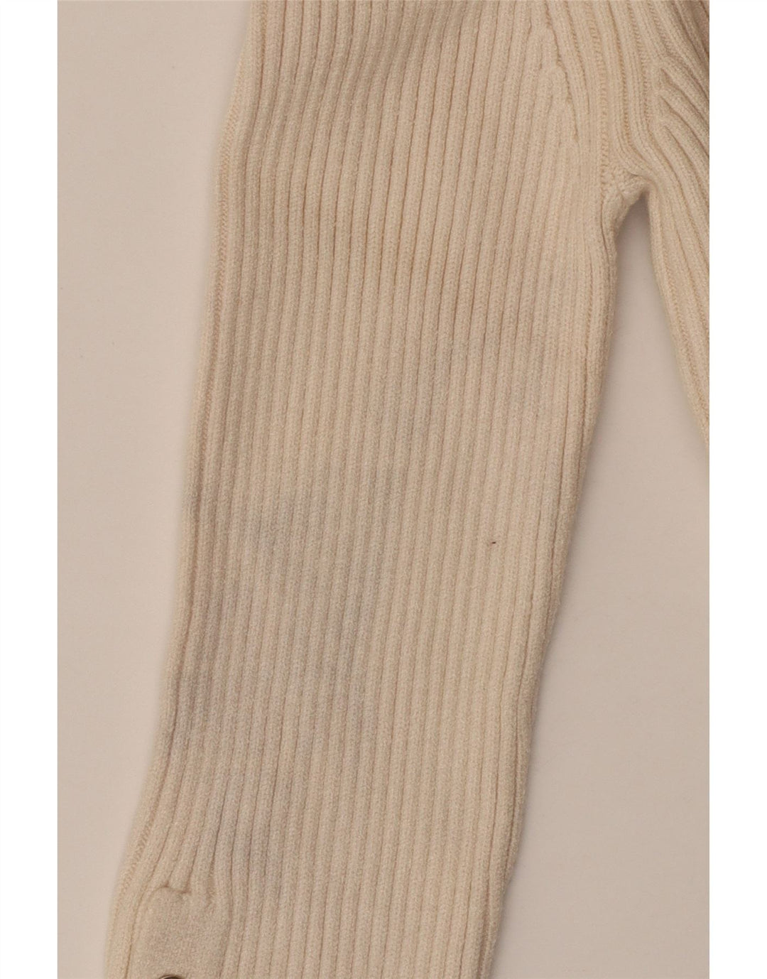 ZARA Womens Crop Polo Neck Jumper Sweater UK 12 Medium Beige Viscose