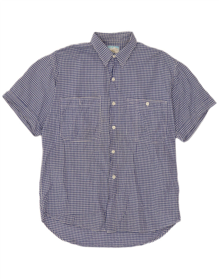 BENETTON Mens Short Sleeve Shirt XL Blue Gingham