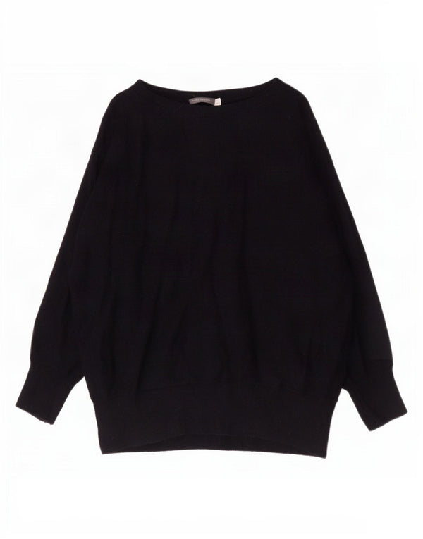 MINT VELVET Womens Oversized Boat Neck Jumper Sweater UK 14 Medium Black