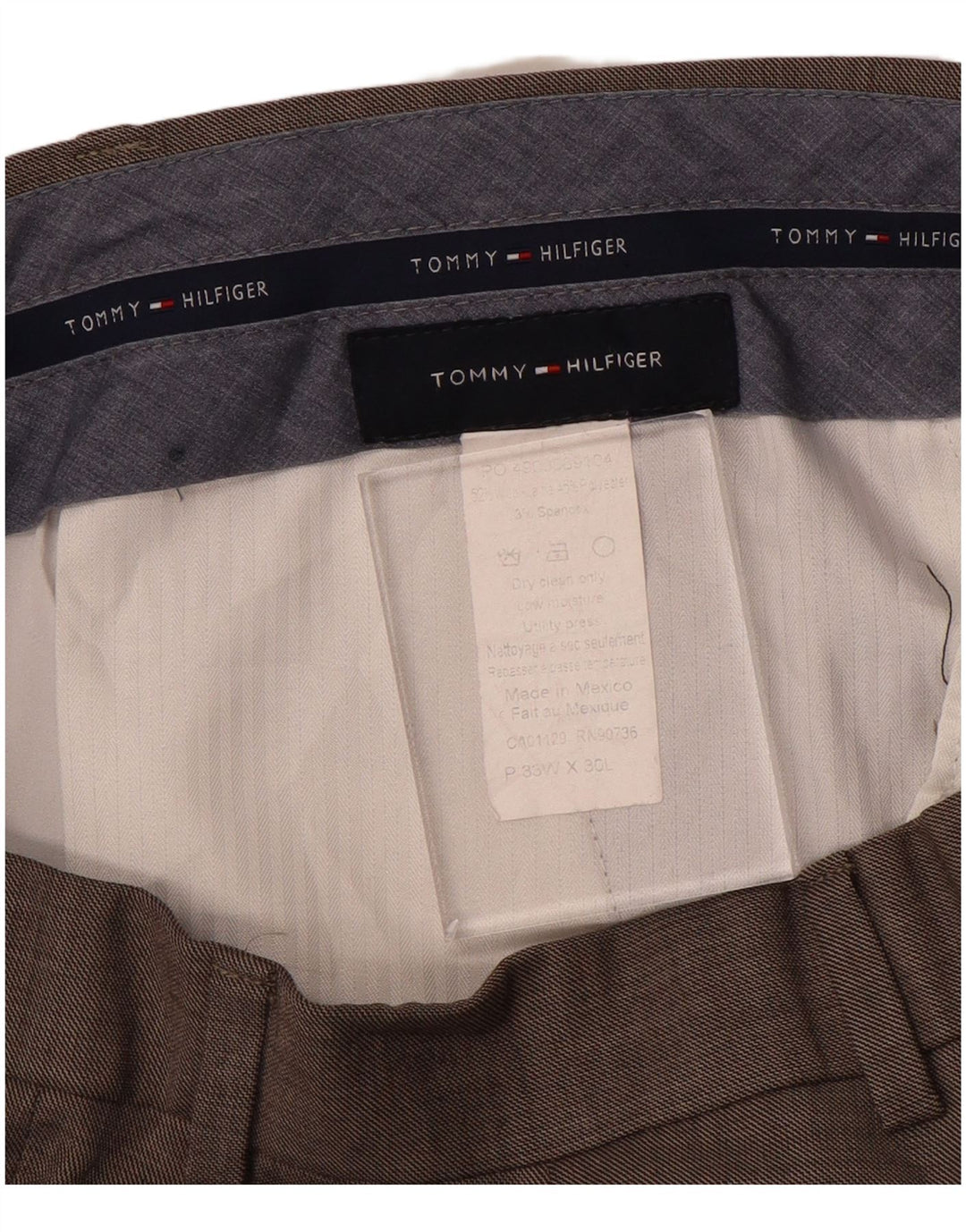 TOMMY HILFIGER Mens Straight Suit Trousers W35 L30  Grey Polyester