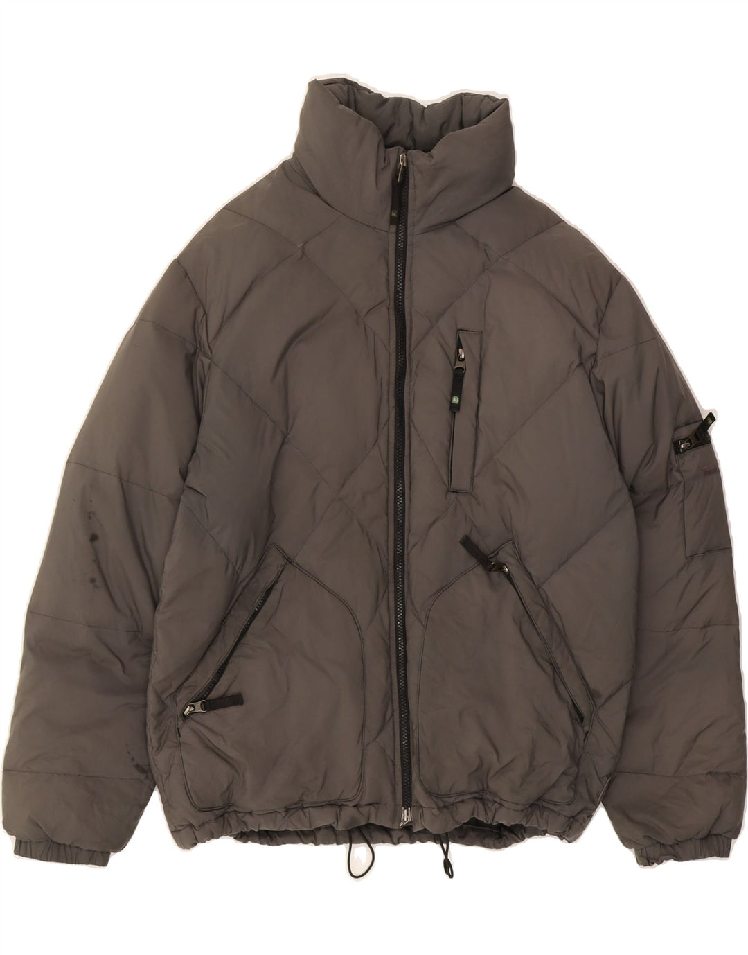 ARMANI JEANS Mens Hooded Padded Jacket UK 40 Large Grey Polyester Winter Vintage Armani Jeans and Second-Hand Armani Jeans from Messina Hembry 