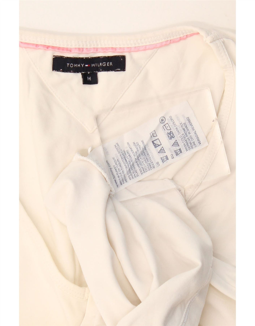 Tommy Hilfiger Womens Top Long Sleeve UK 12 Medium White Cotton
