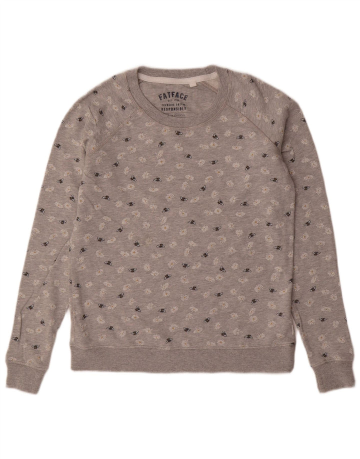 FAT FACE Womens Sweatshirt Jumper UK 6 XS  Grey Floral Cotton