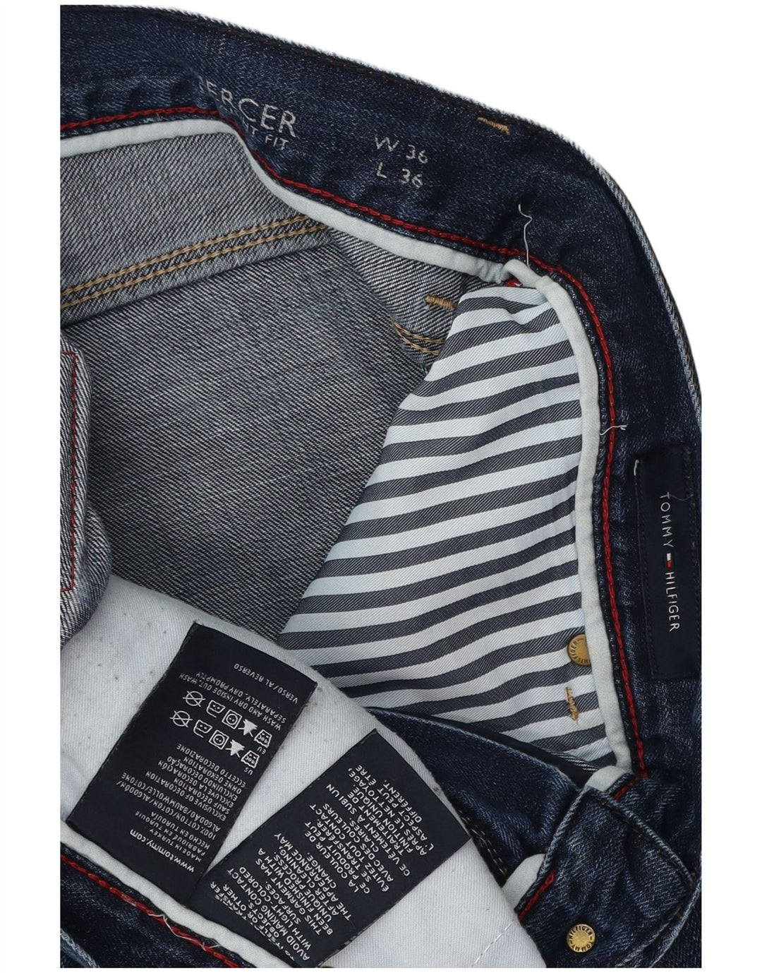 TOMMY HILFIGER Mens Mercer Straight Jeans W36 L36 Blue Cotton