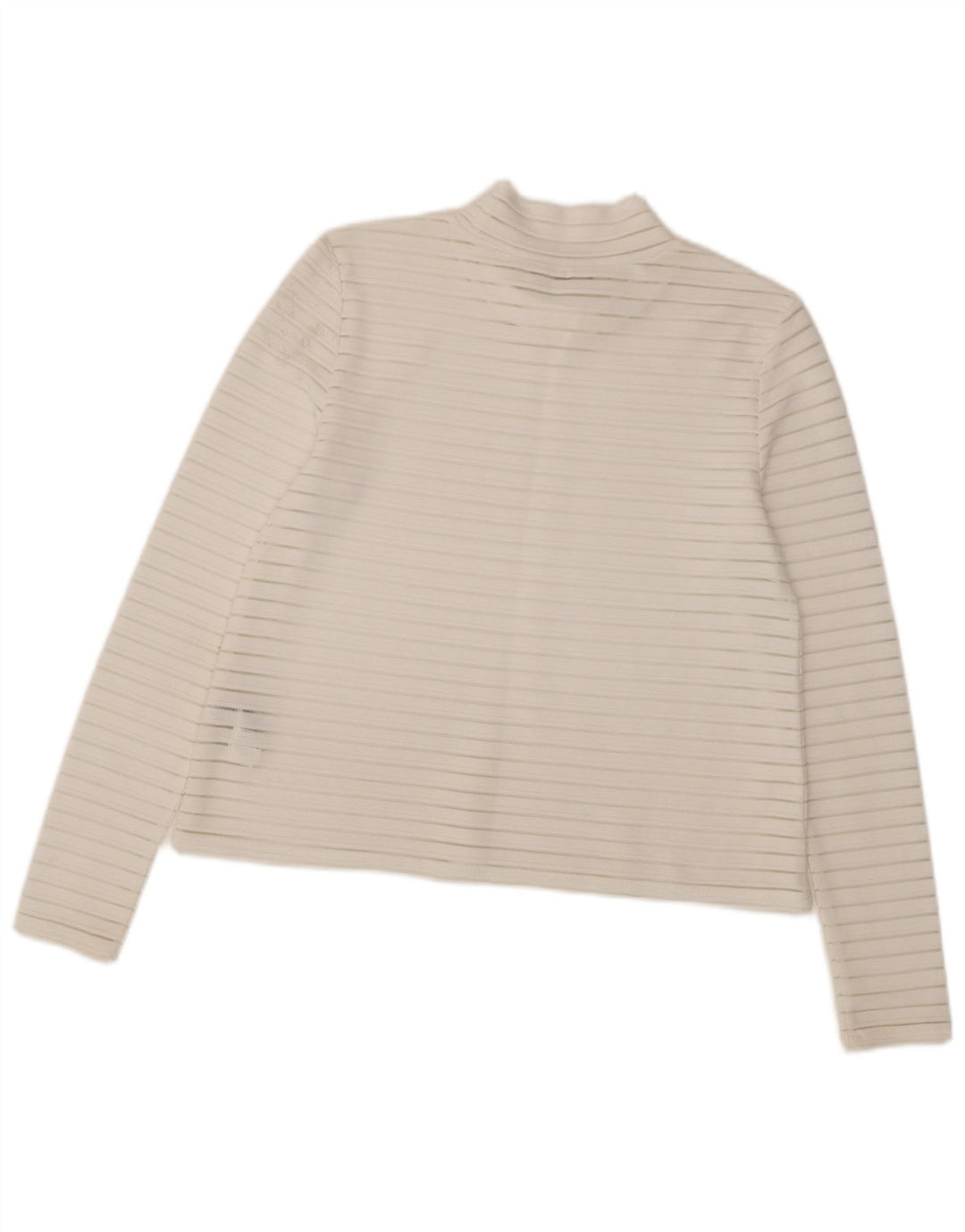 Marks & Spencer Womens Top Long Sleeve UK 10 Small White Pinstripe