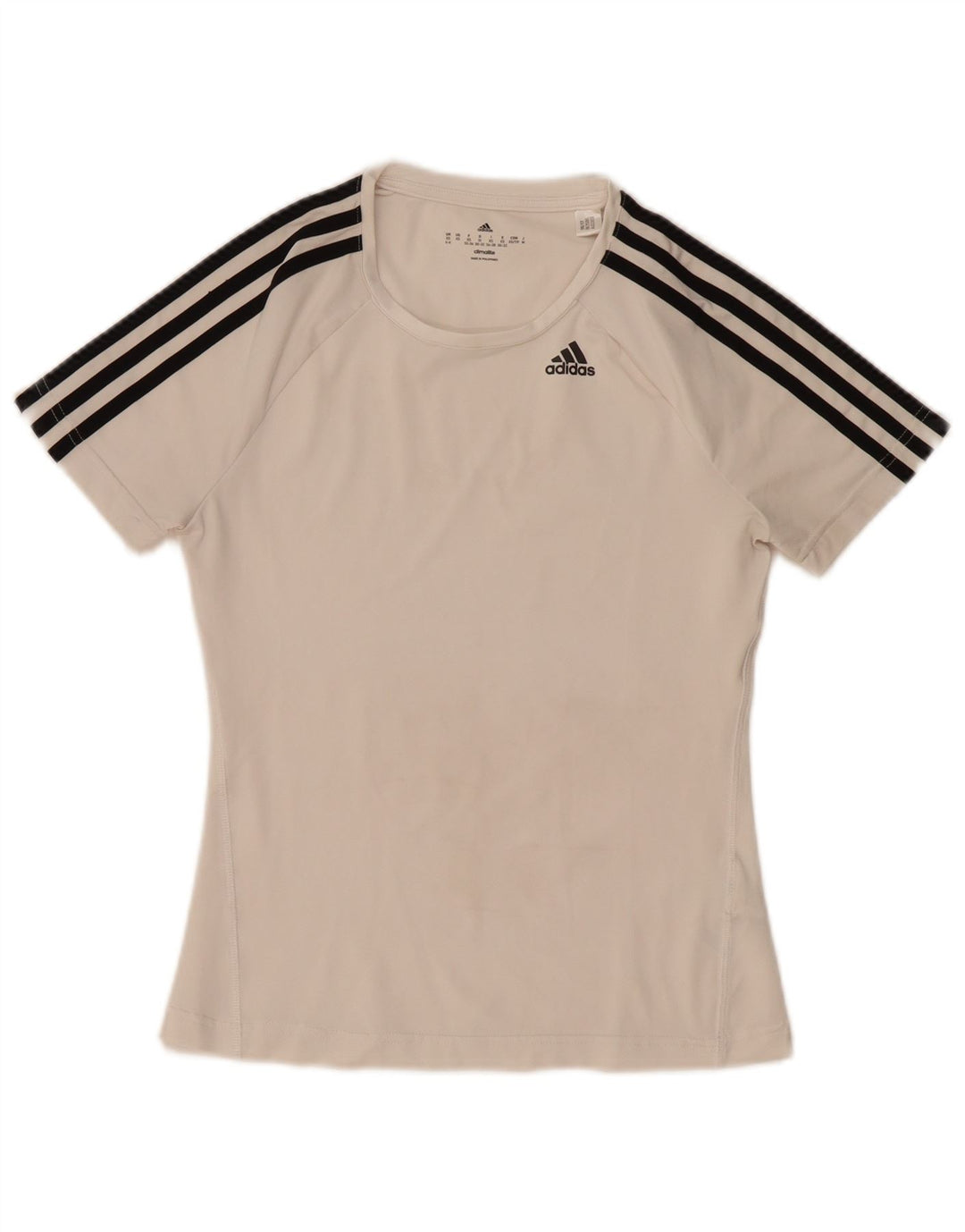 Adidas Womens Climalite T-Shirt Top UK 4/6 XS Off White Polyester