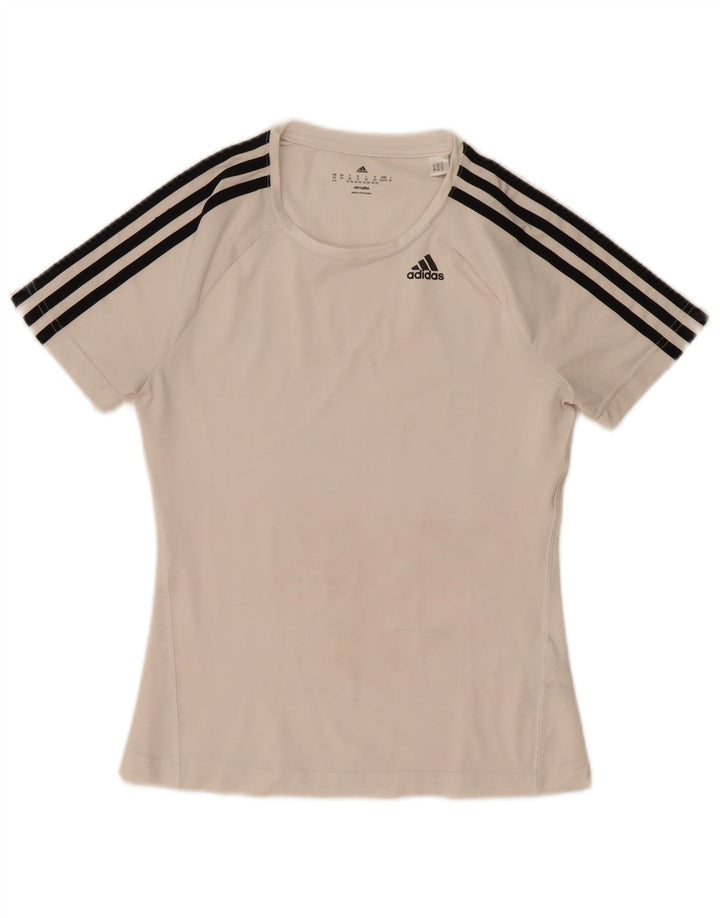 Adidas Womens Climalite T-Shirt Top UK 4/6 XS Off White Polyester