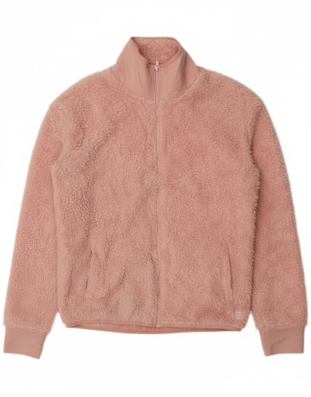 FILA Womens Oversized Fleece Jacket UK 10 Small Pink Polyester