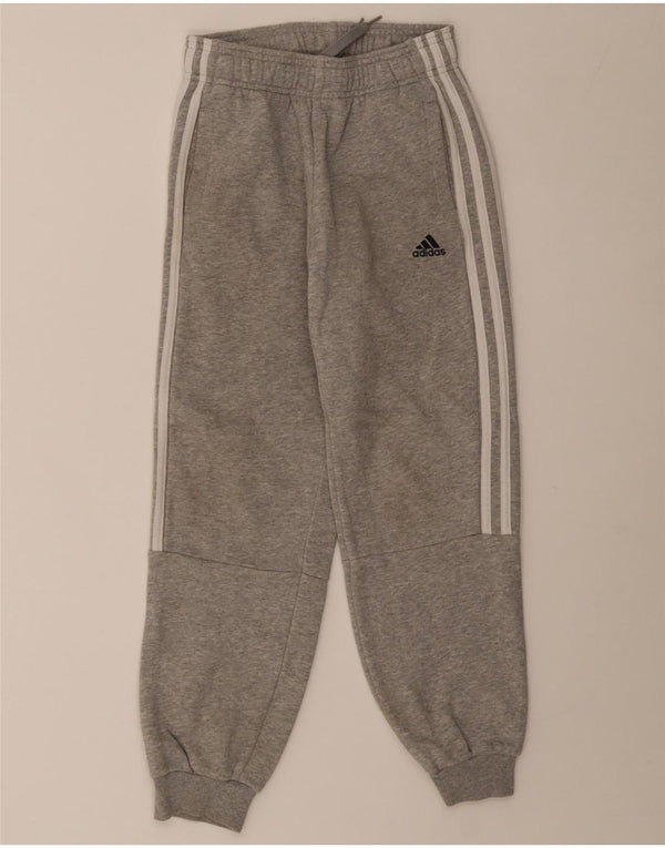 Adidas Boys Tracksuit Trousers Joggers 9-10 Years Grey Cotton