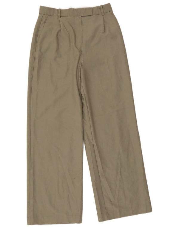 Zara Womens Wide Leg Suit Trousers Large W30 L32 Green Polyester
