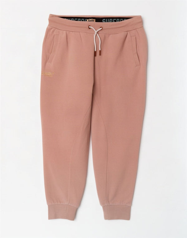 Superdry Womens Tracksuit Trousers Joggers UK 16 Large Pink Cotton