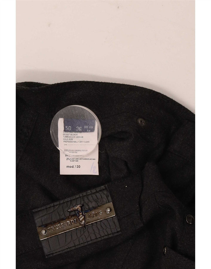 Trussardi Mens Straight Casual Trousers W34 L30 Grey Polyester