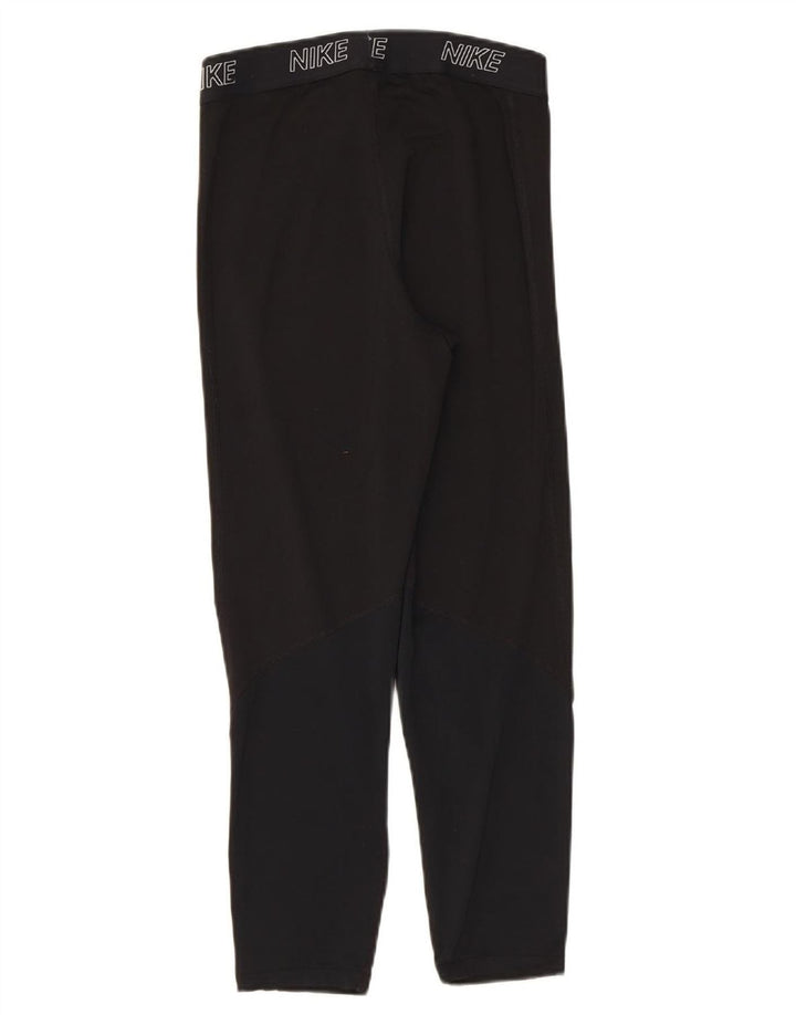NIKE Womens Dri Fit Crop Graphic Leggings UK 12 Medium  Black