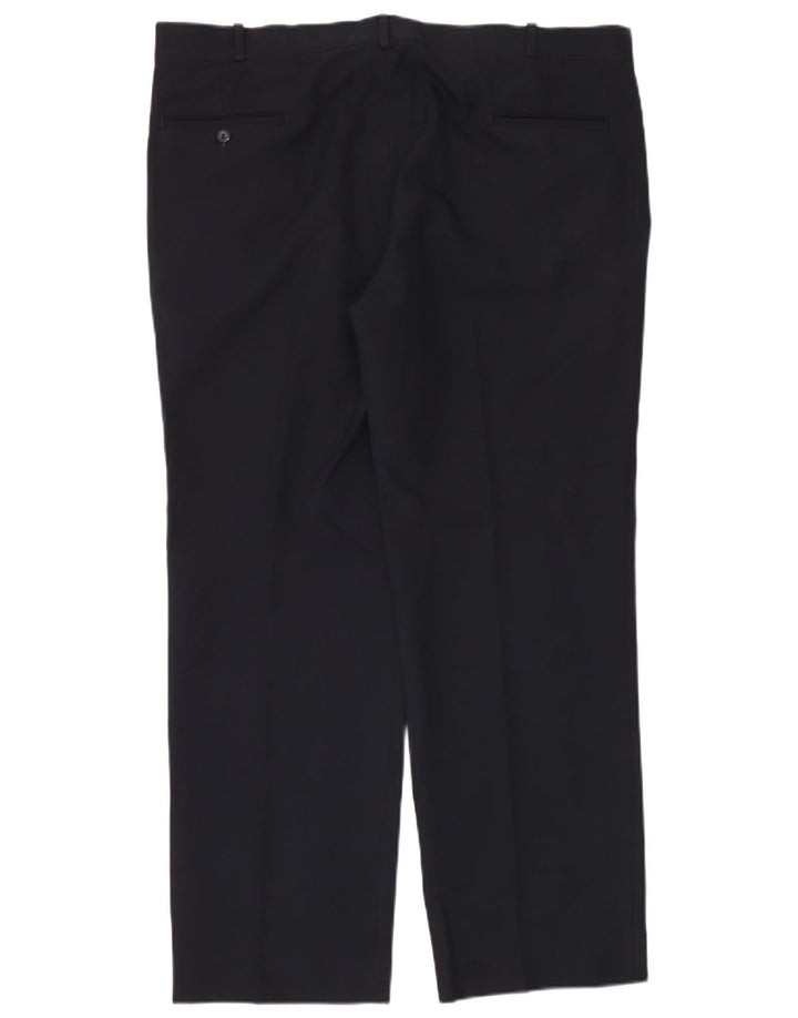 Farah Mens Straight Suit Trousers W42 L33 Navy Blue Polyester