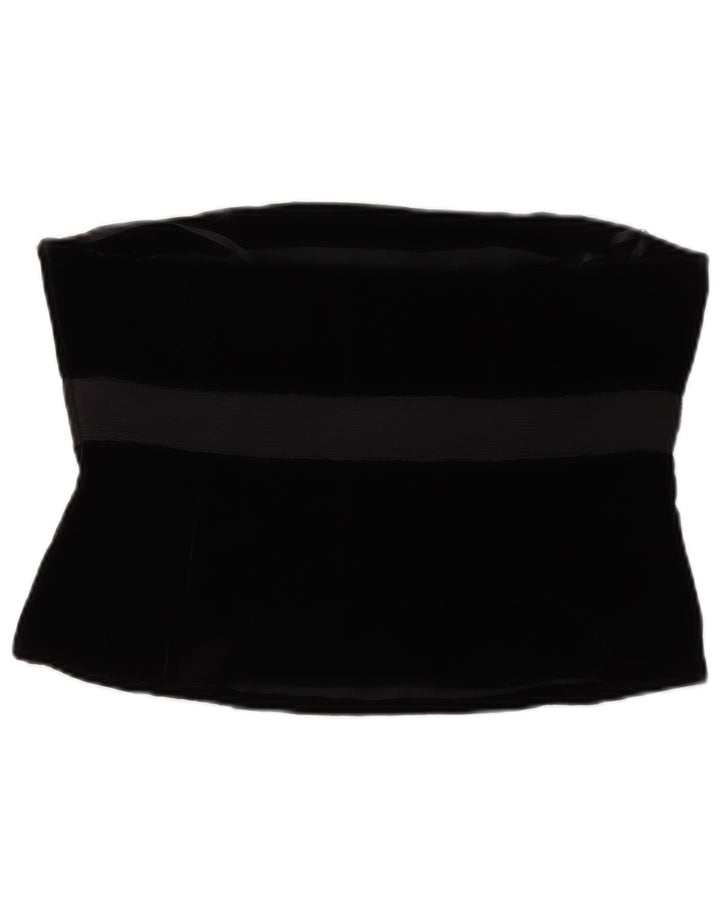 LAURA ASHLEY Womens Velvet Corset Top UK 14 Medium  Black Viscose